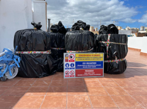Retirada de amianto bolsas preparadas